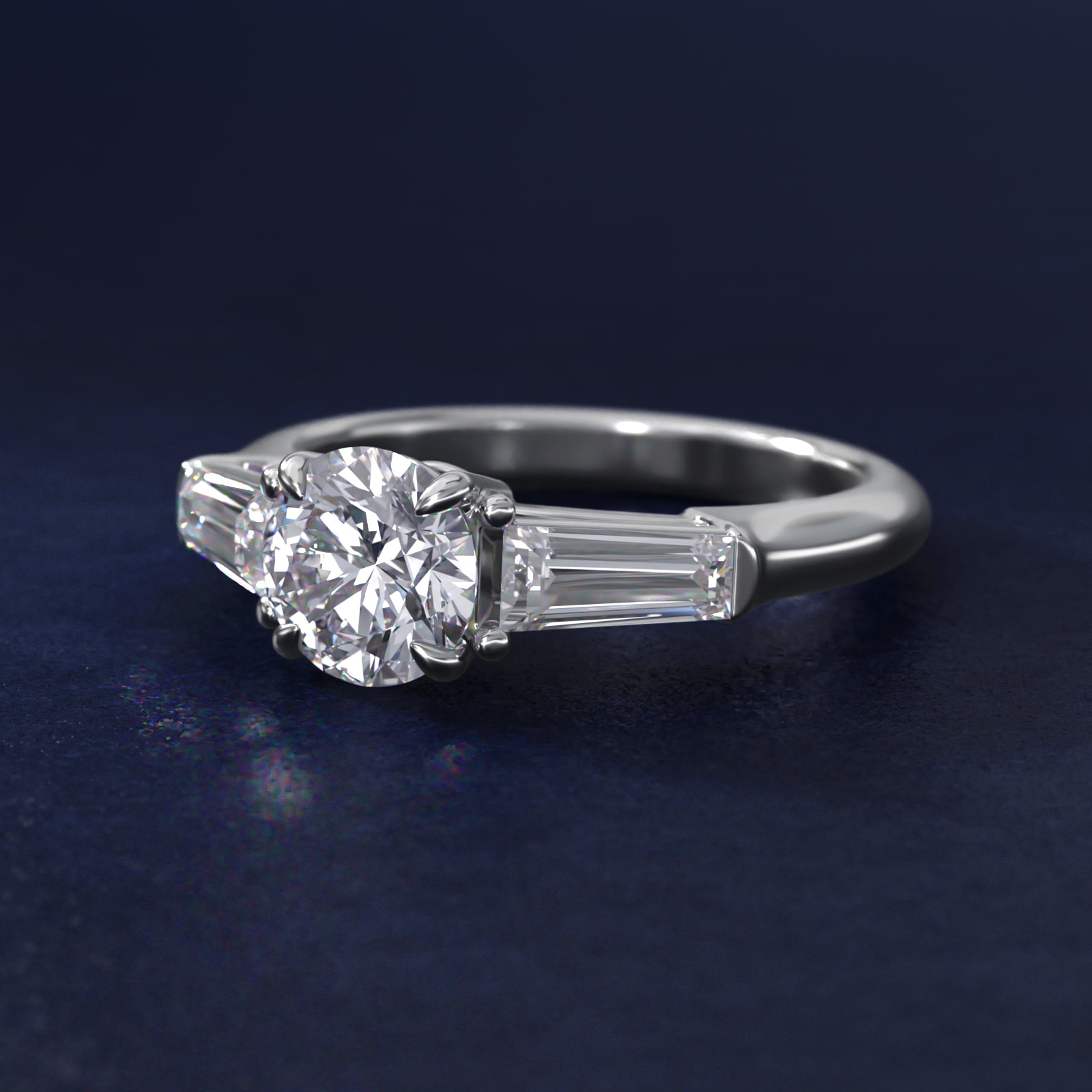 Three-Stone Tapered Baguette Diamond Engagement Ring in 14k White Gold (5/8 ct. tw.)