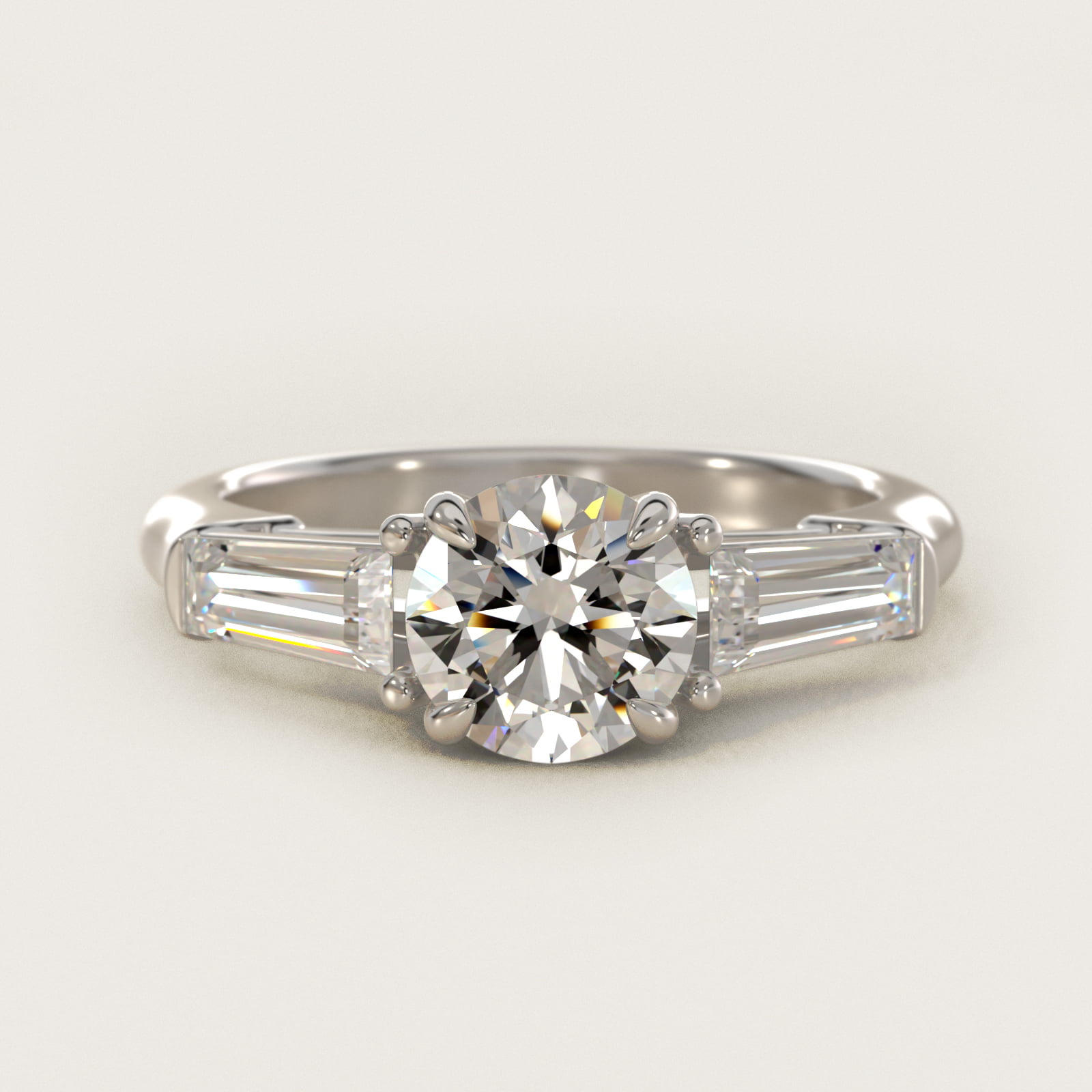 Three-Stone Tapered Baguette Diamond Engagement Ring in 14k White Gold (5/8 ct. tw.)