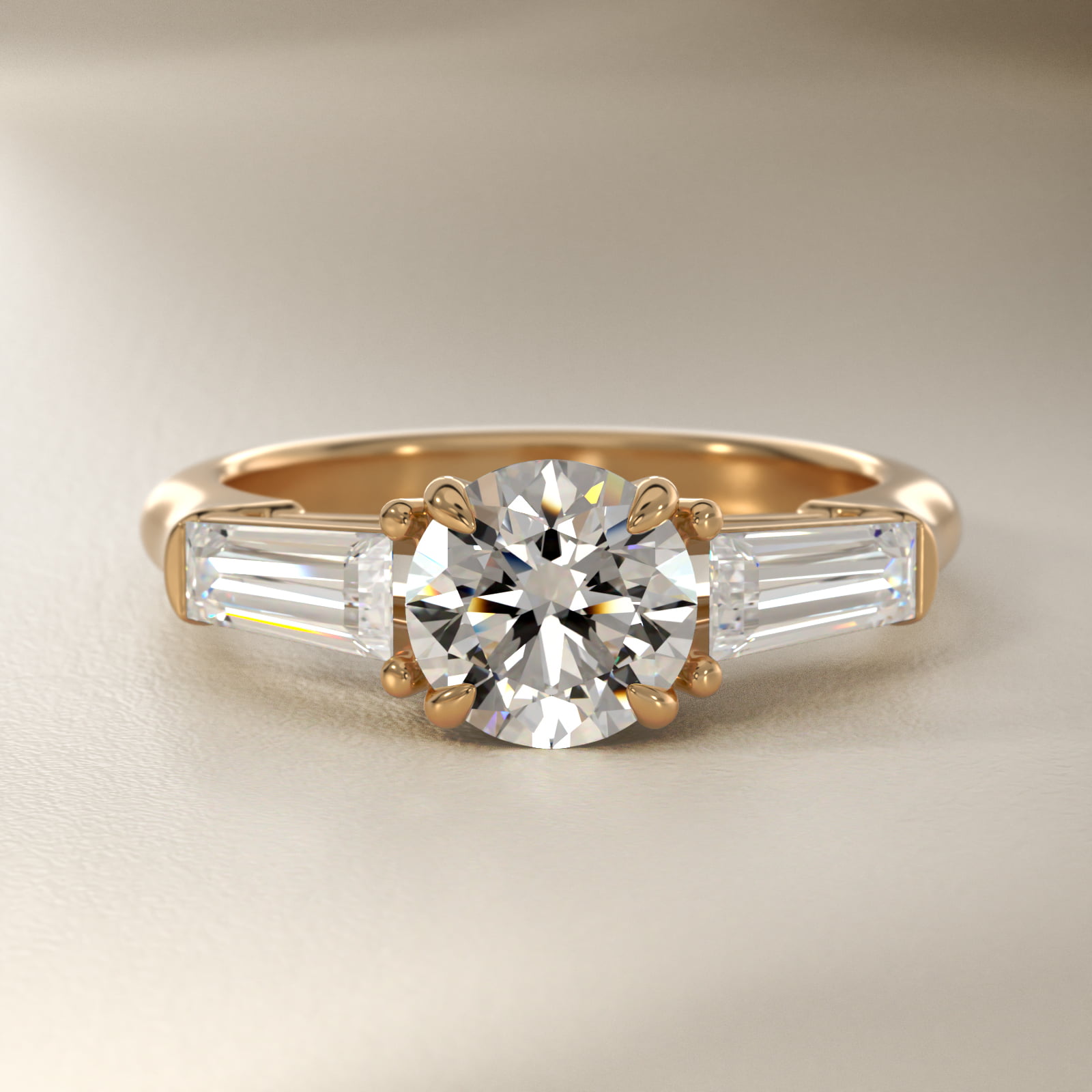 Three-Stone Tapered Baguette Diamond Engagement Ring in 18k Yellow Gold (5/8 ct. tw.)