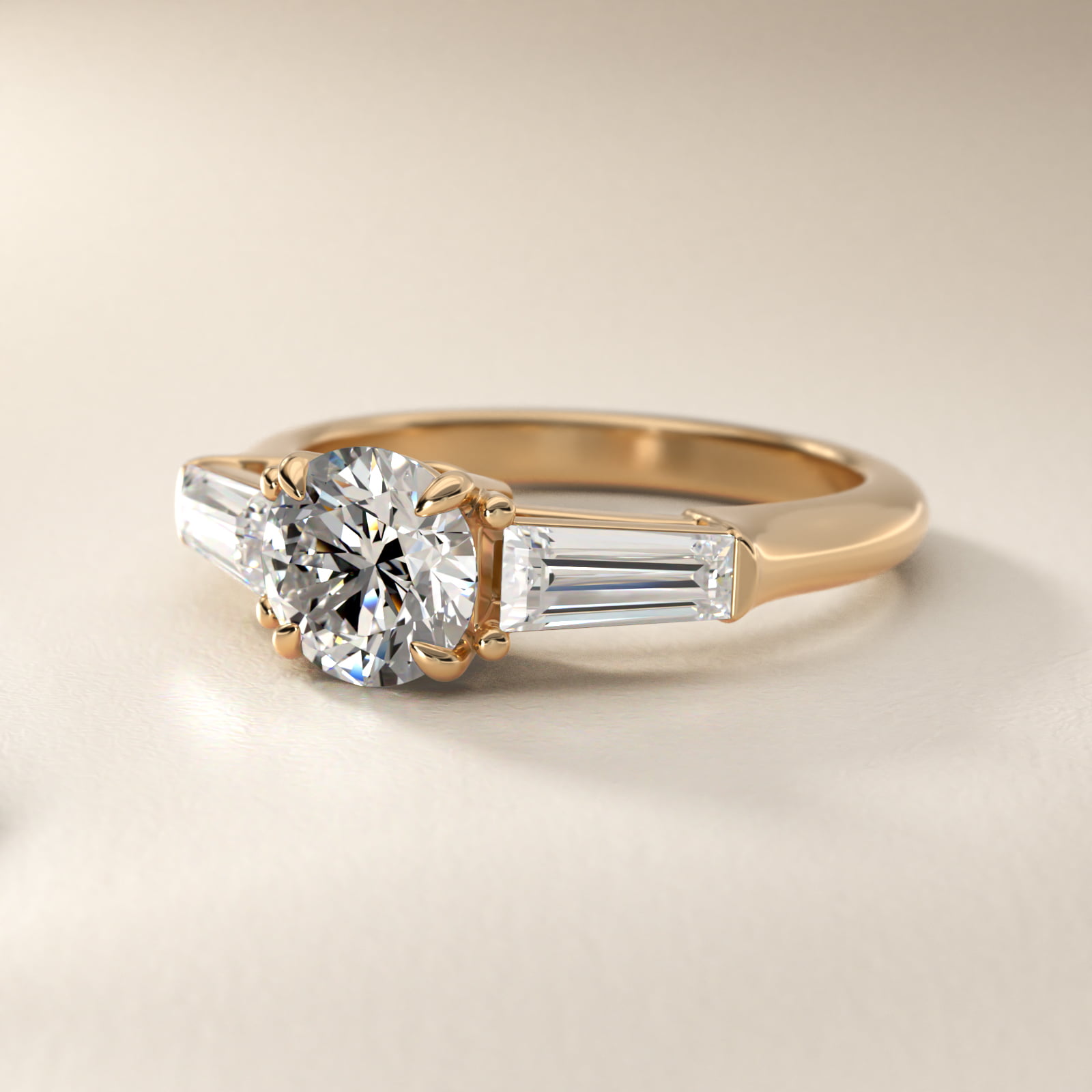 Three-Stone Tapered Baguette Diamond Engagement Ring in 14K Yellow Gold (5/8 ct. tw.)