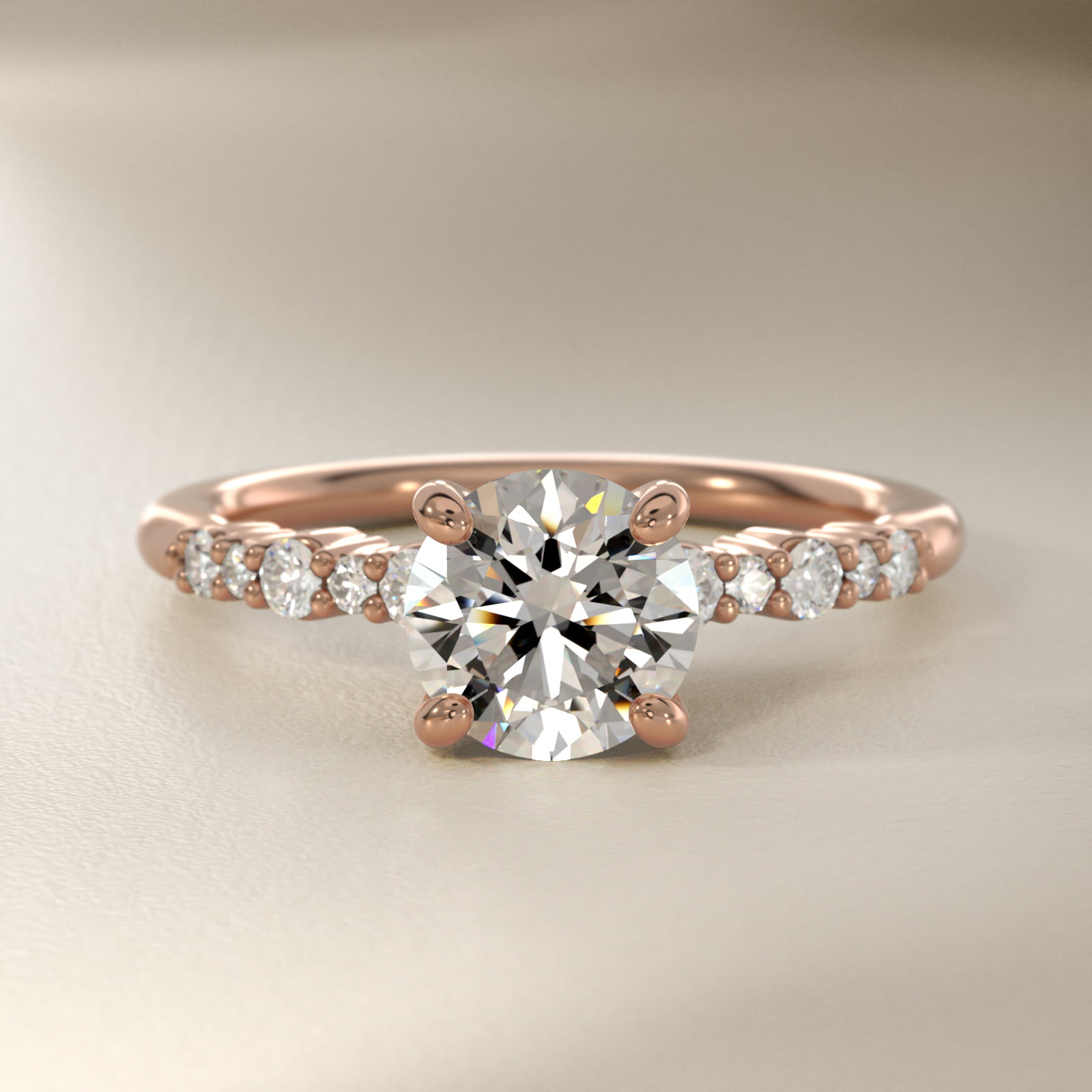 Crescendo Petite Diamond Engagement Ring in 14k Rose Gold (1/6 ct. tw.)