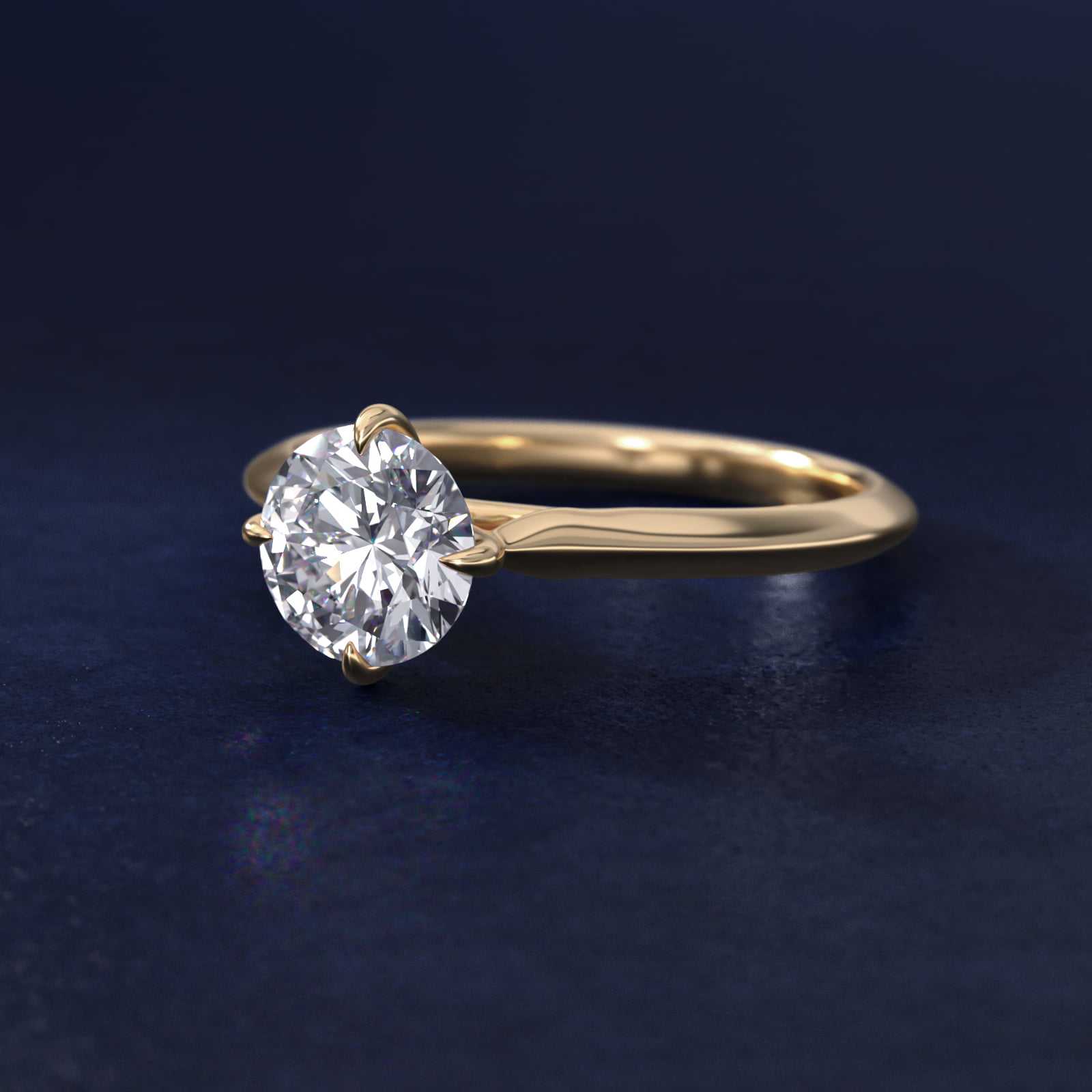 Knife Edge Solitaire Engagement Ring in 18k Yellow Gold