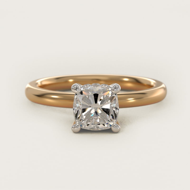 Solitaire Plus Hidden Halo Diamond Engagement Ring in 14k Yellow Gold