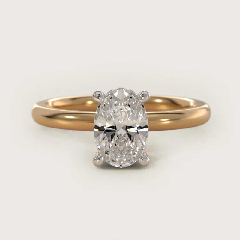 Solitaire Plus Hidden Halo Diamond Engagement Ring in 14k Yellow Gold