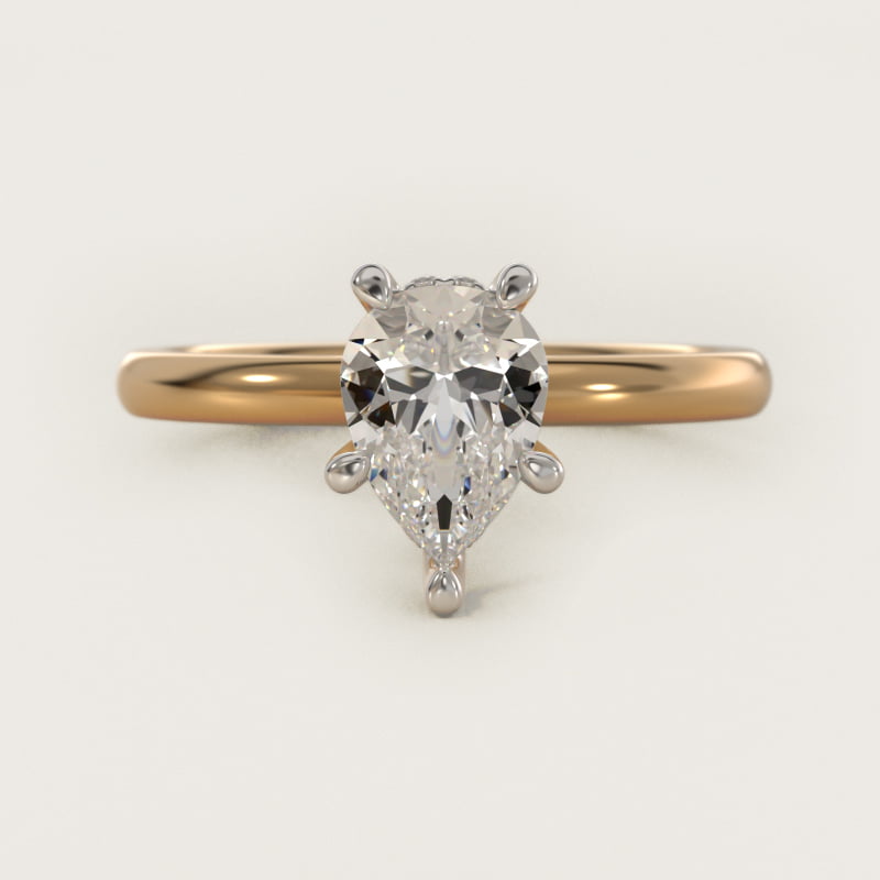 Solitaire Plus Hidden Halo Diamond Engagement Ring in 14k Yellow Gold