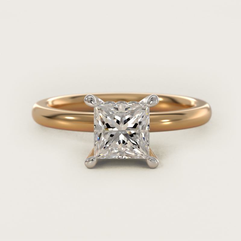 Solitaire Plus Hidden Halo Diamond Engagement Ring in 14k Yellow Gold