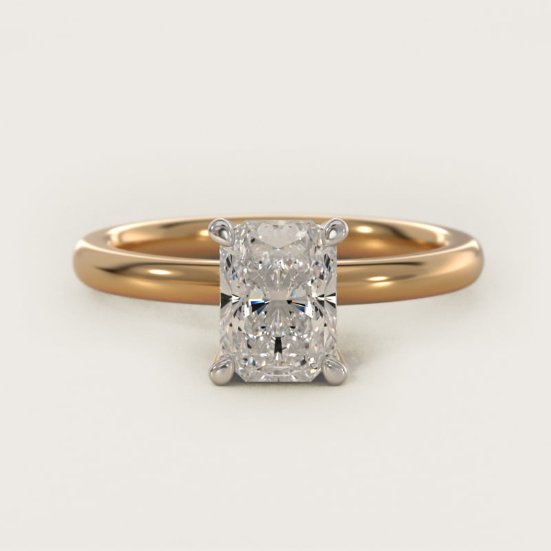 Solitaire Plus Hidden Halo Diamond Engagement Ring in 14k Yellow Gold