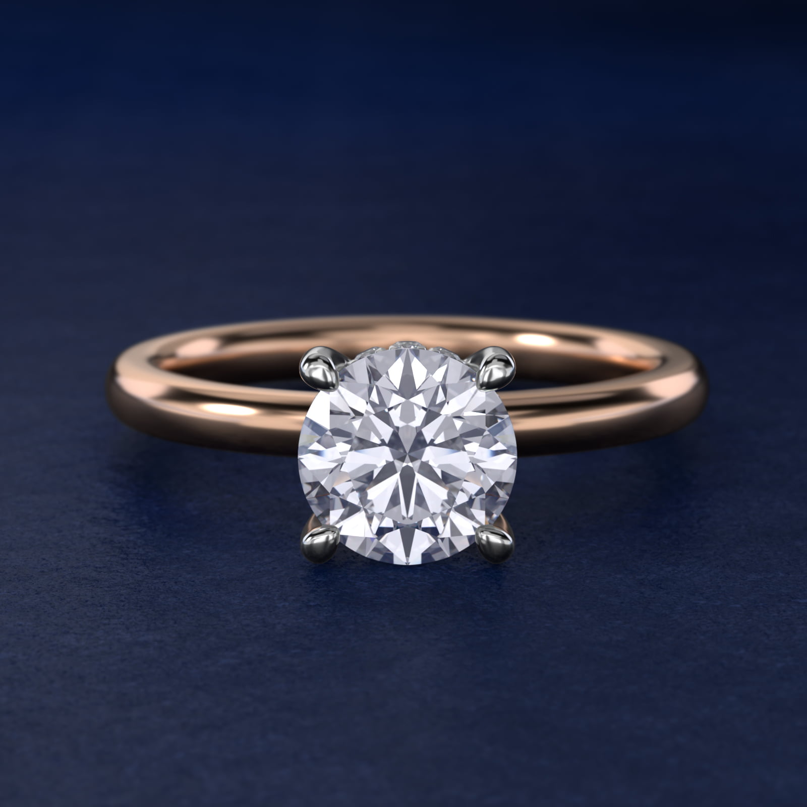 Solitaire Plus Hidden Halo Diamond Engagement Ring in 14k Rose Gold
