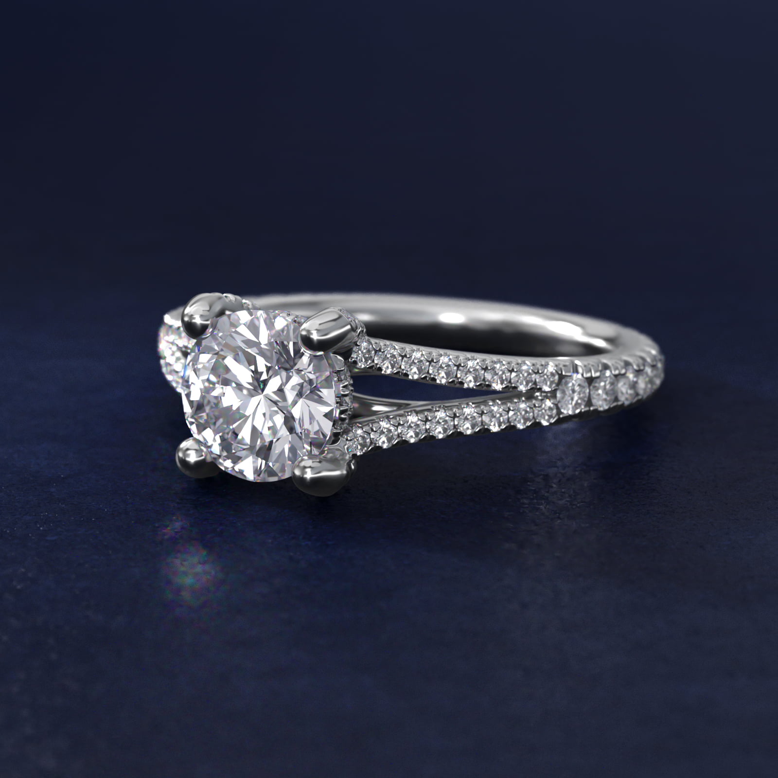 Split-Shank Diamond Engagement Ring in 14k White Gold