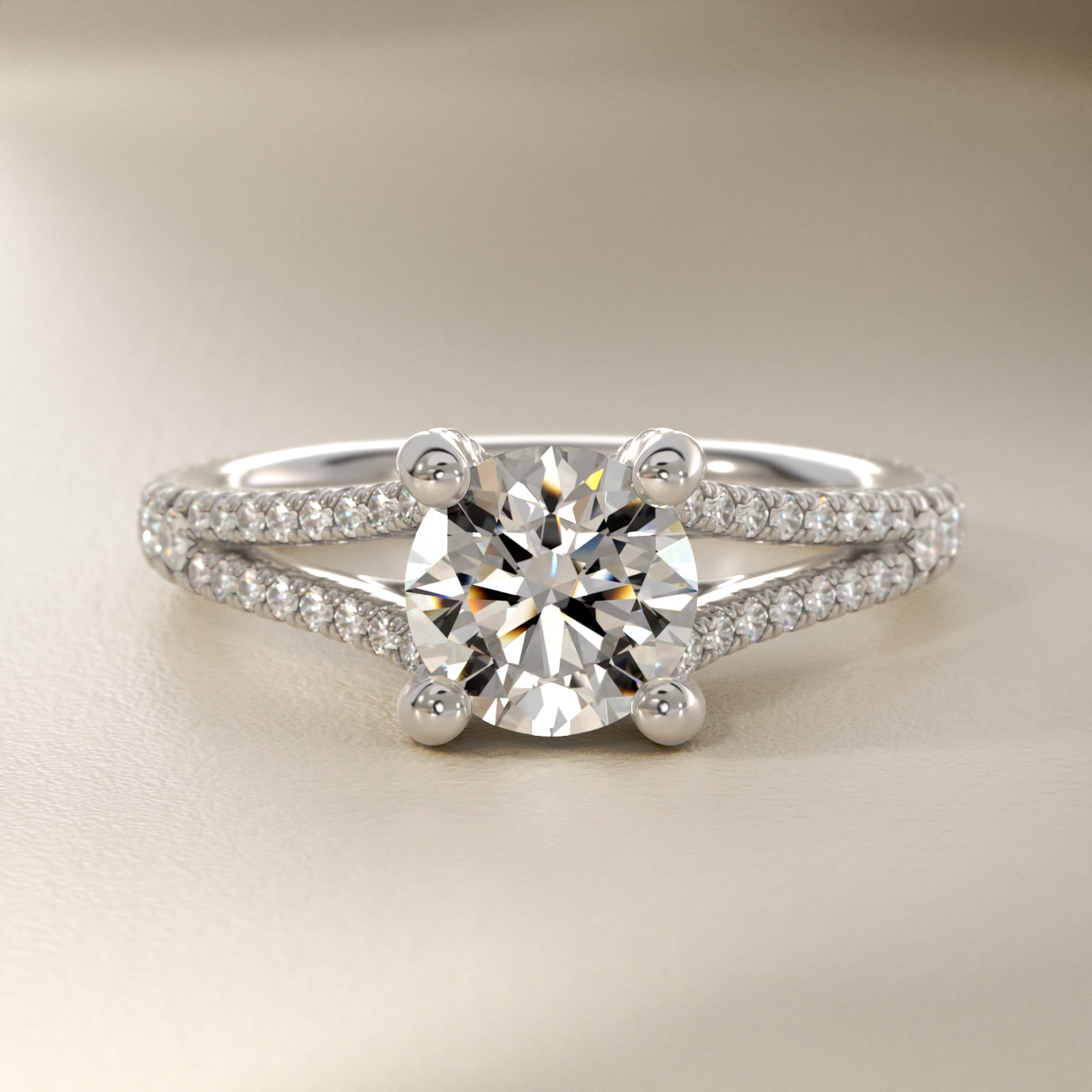 Split-Shank Diamond Engagement Ring in Platinum