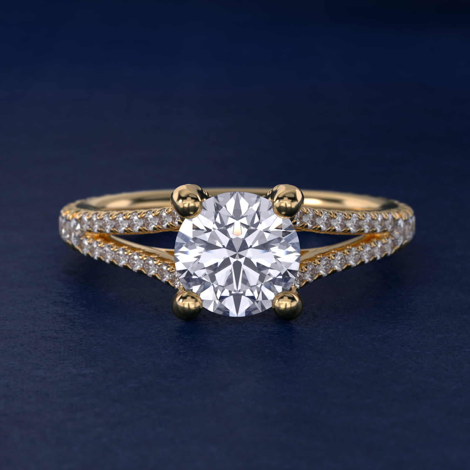 Split-Shank Diamond Engagement Ring in 14K Yellow Gold