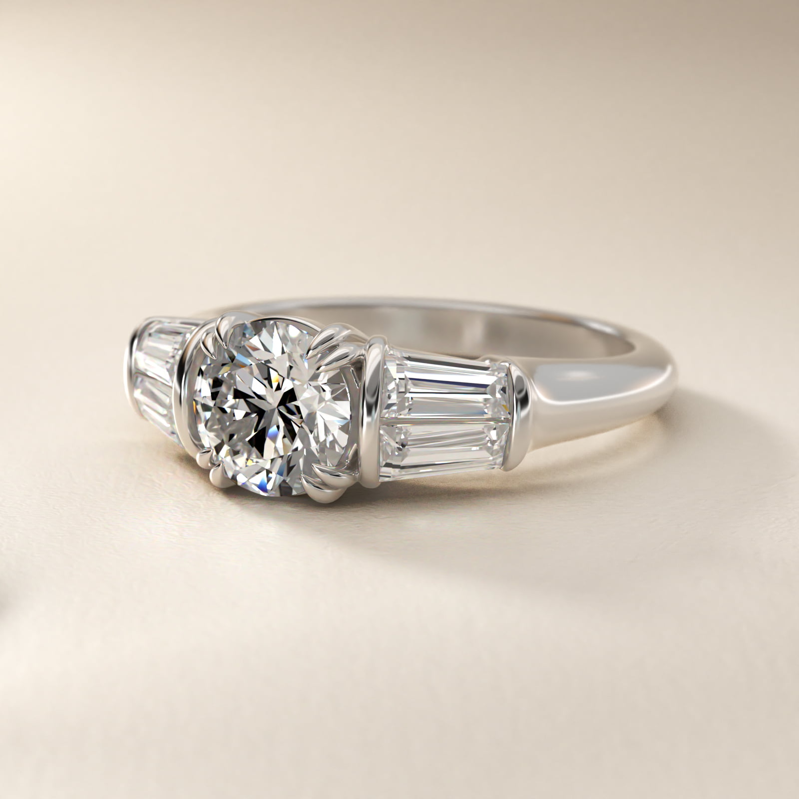 Five-Stone Tapered Baguette Diamond Engagement Ring in Platinum (3/4 ct. tw.)