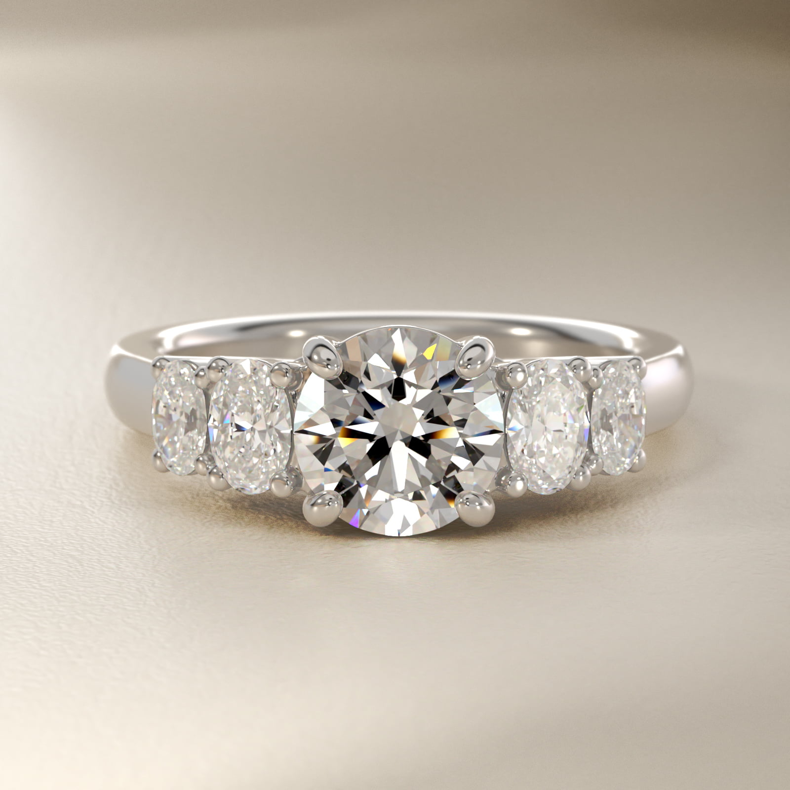 Graduated Oval Diamond Engagement Ring in Platinum (7/8 ct. tw.)