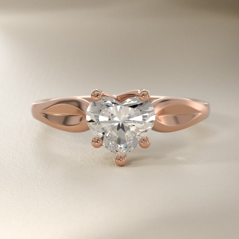 Leaf Solitaire Engagement Ring in 14k Rose Gold