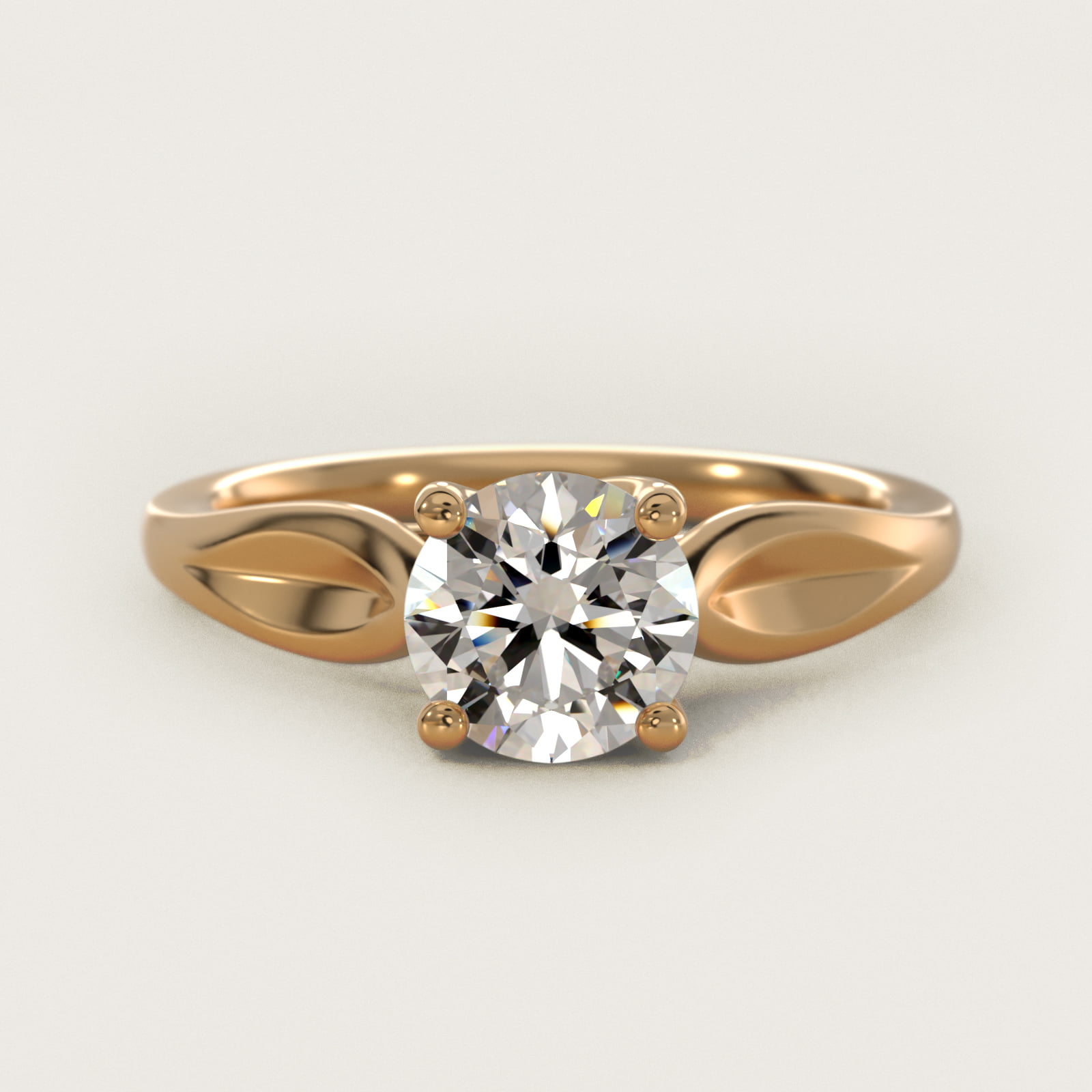 Leaf Solitaire Engagement Ring in 14k Yellow Gold