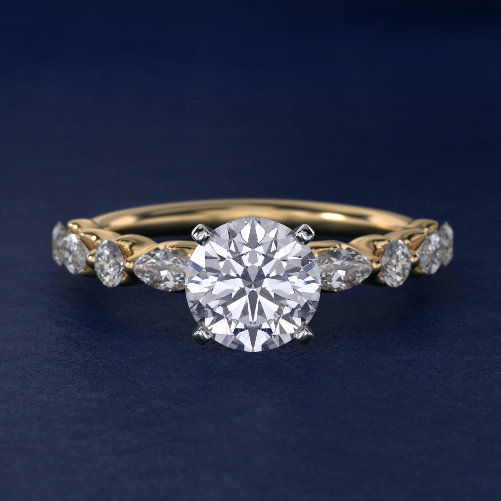 Floating Marquise and Round Engagement Ring in 18k Yellow Gold (2/5 ct. tw.)