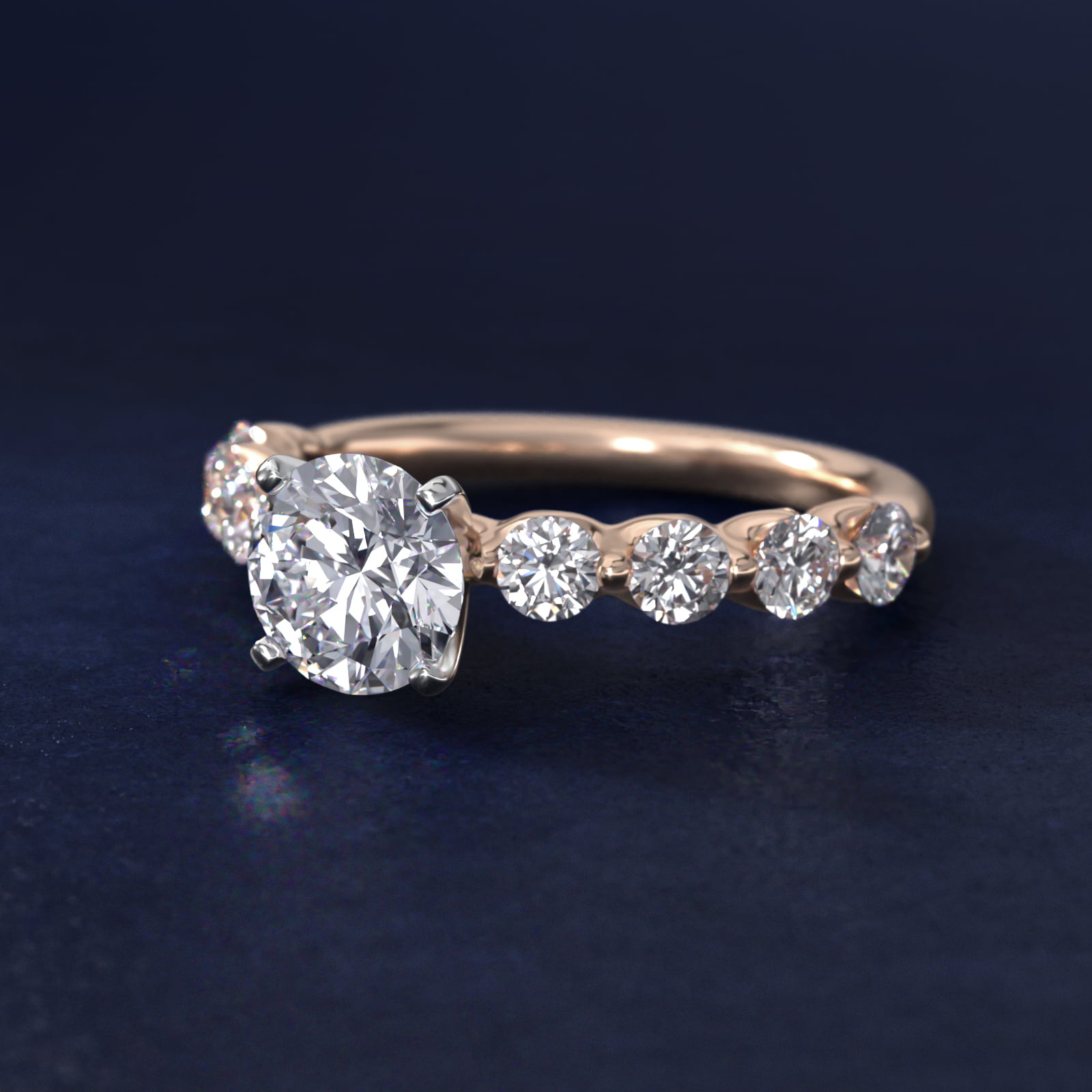 Floating Diamond Engagement Ring in 14k Rose Gold (7/8 ct.tw.)