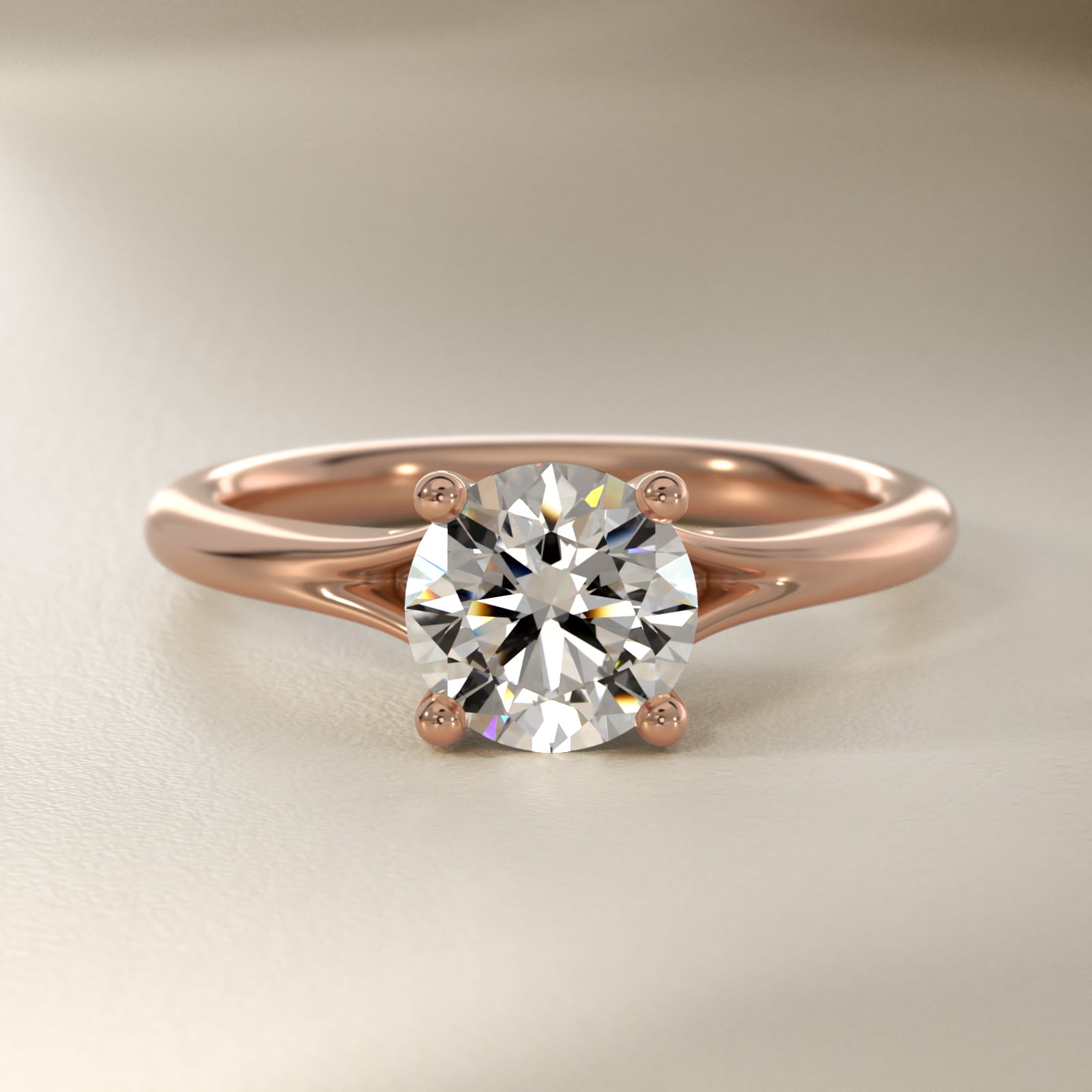 Petite Split Shank Solitaire in 14k Rose Gold
