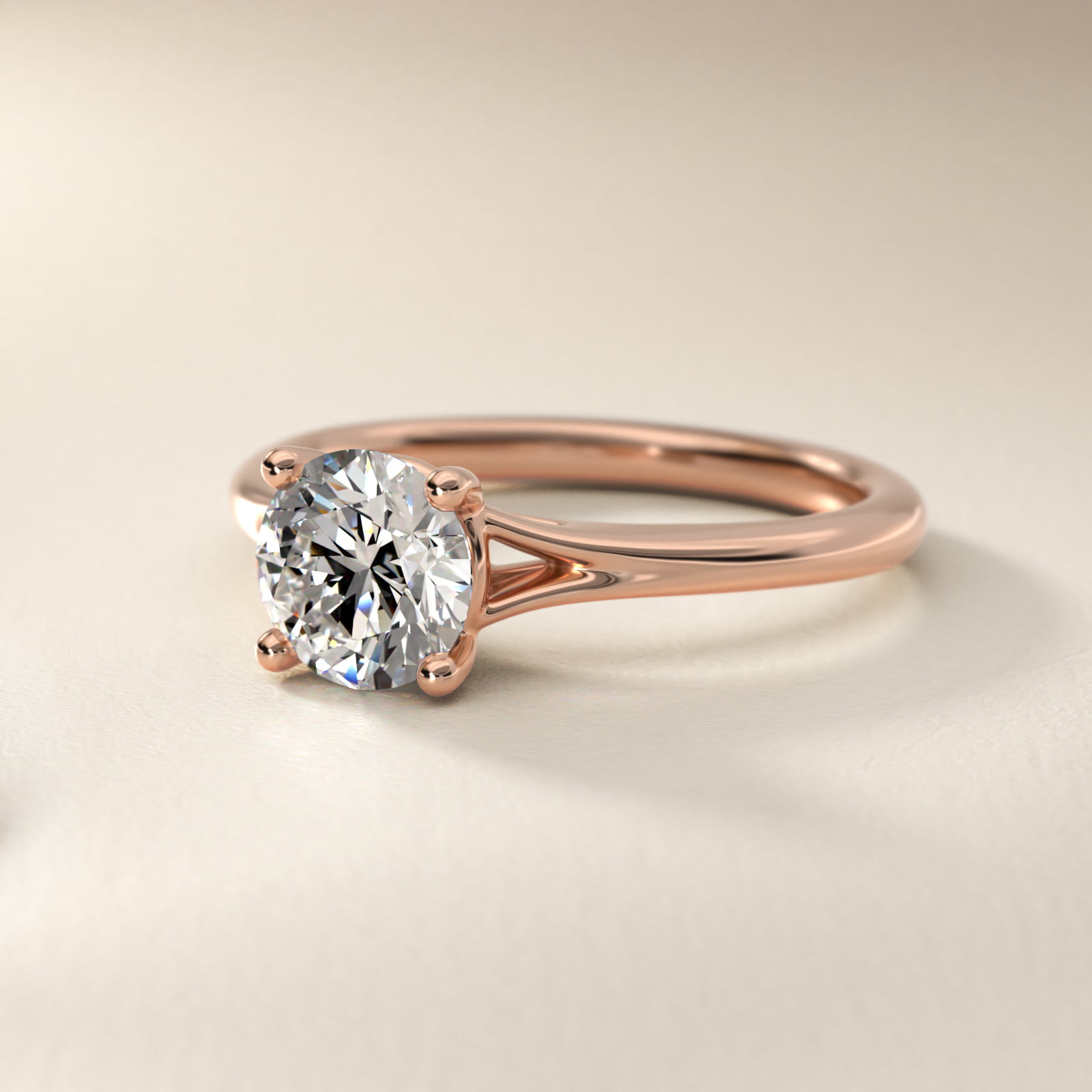 Petite Split Shank Solitaire in 18k Rose Gold