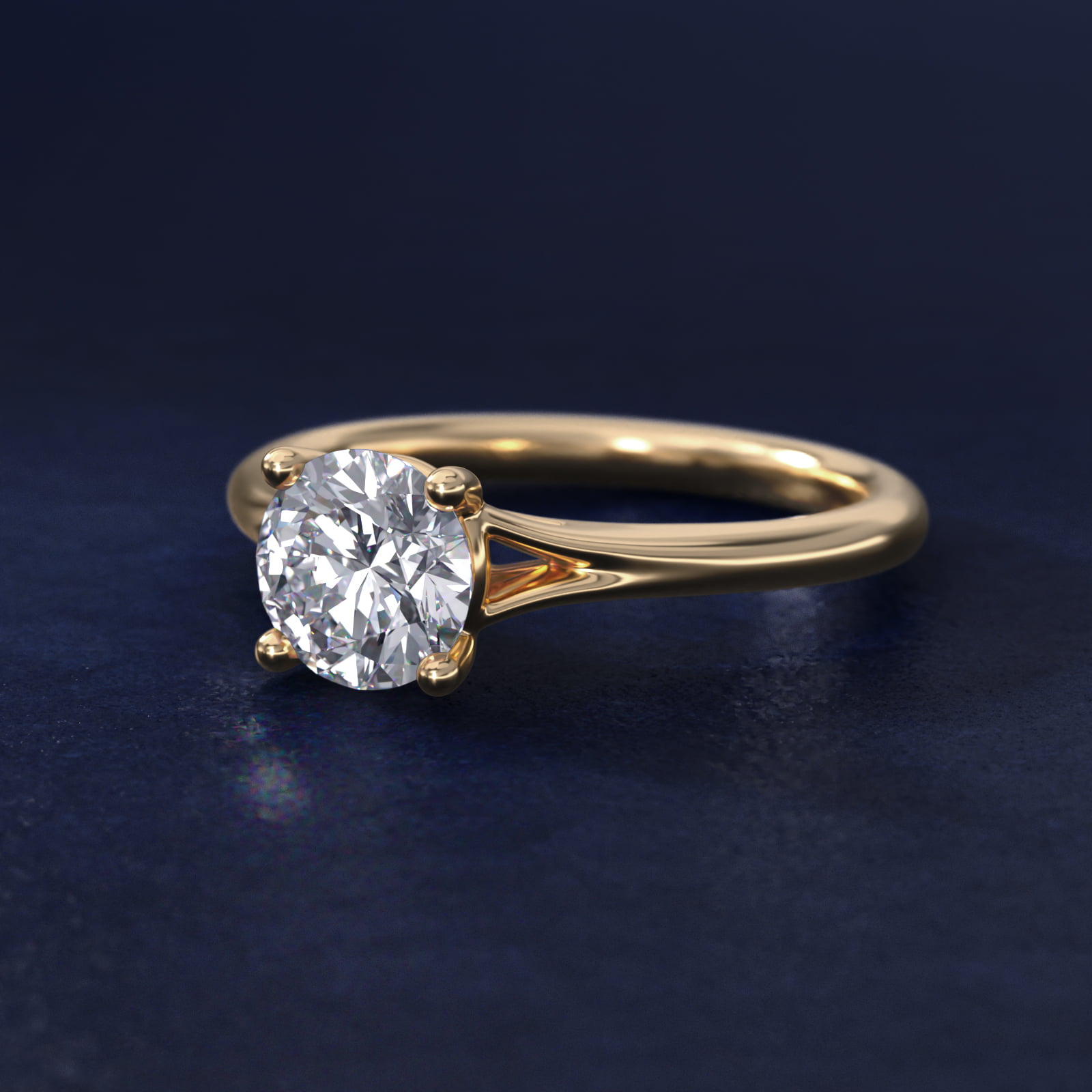 Petite Split Shank Solitaire in 18k Yellow Gold