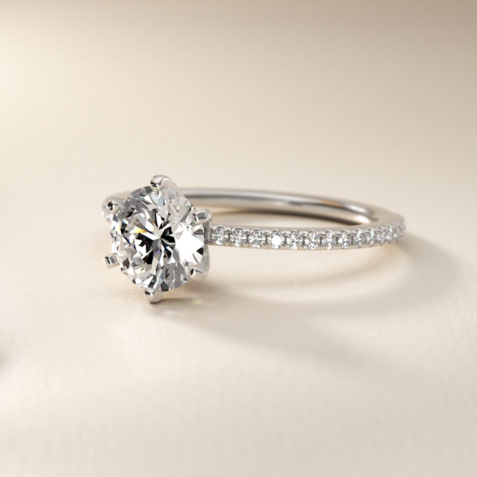 Eternal Riviera Diamond Engagement Ring in 18k White Gold (1/6 ct. tw.)