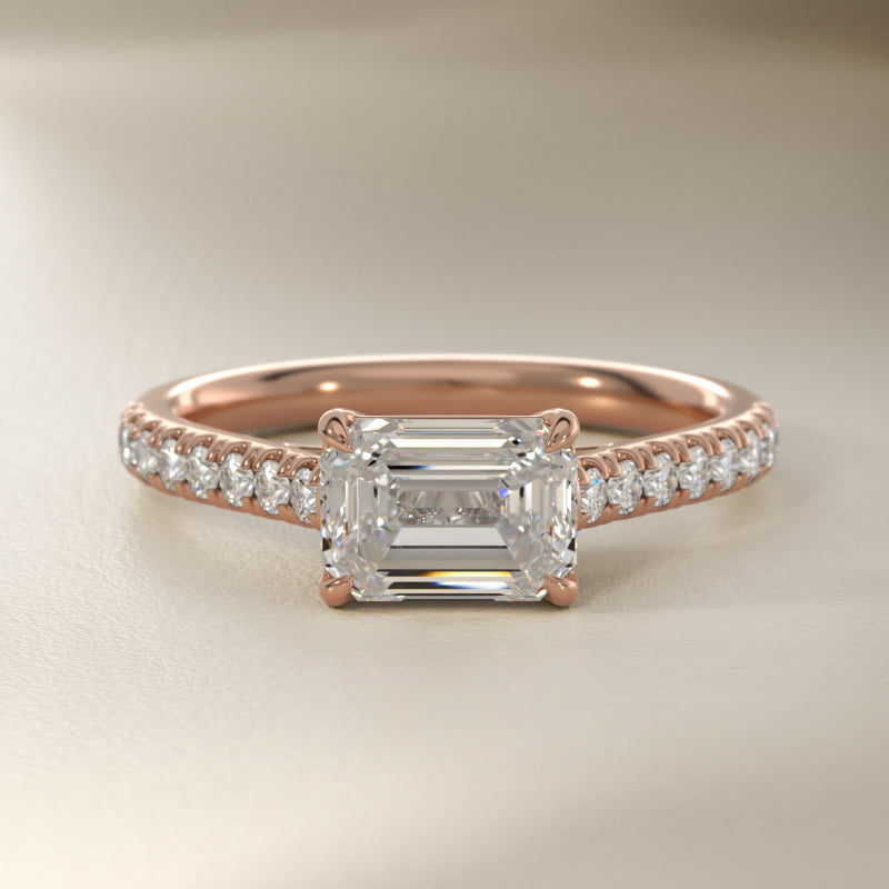 East West Diamond Engagement Ring in 14k Rose Gold