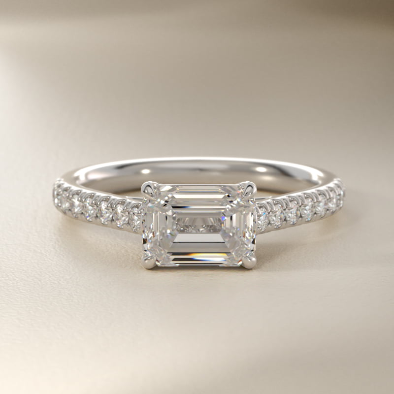 East West Diamond Engagement Ring in 14k White Gold