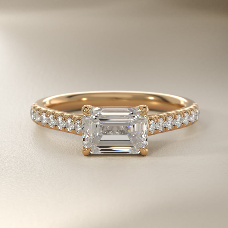 East West Diamond Engagement Ring in 14k Yellow Gold