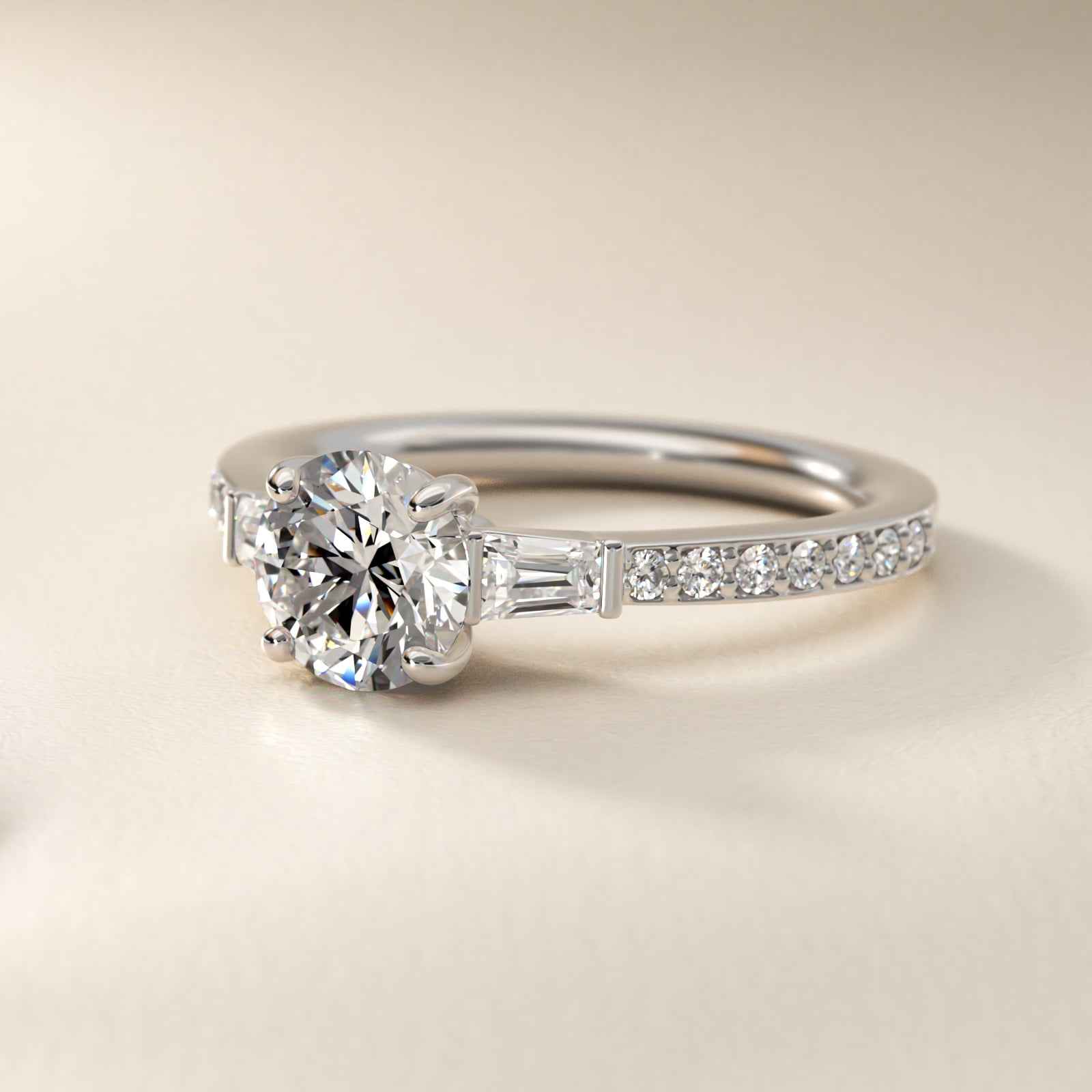 Tapered Baguette Diamond Cathedral Engagement Ring in Platinum (1/3 ct. tw.)