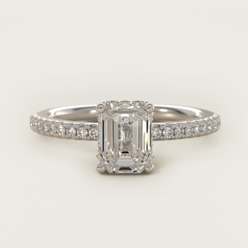 Petite Micropavé Hidden Halo Engagement Ring in 14k White Gold (1/5 ct. tw.)