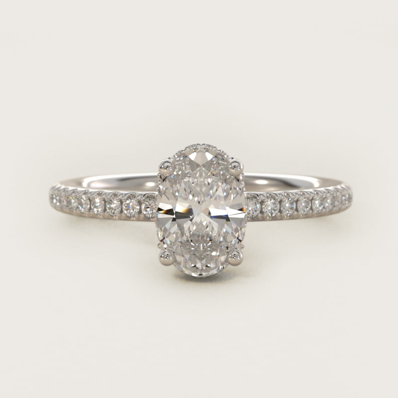 Petite Micropavé Hidden Halo Engagement Ring in 14k White Gold (1/5 ct. tw.)