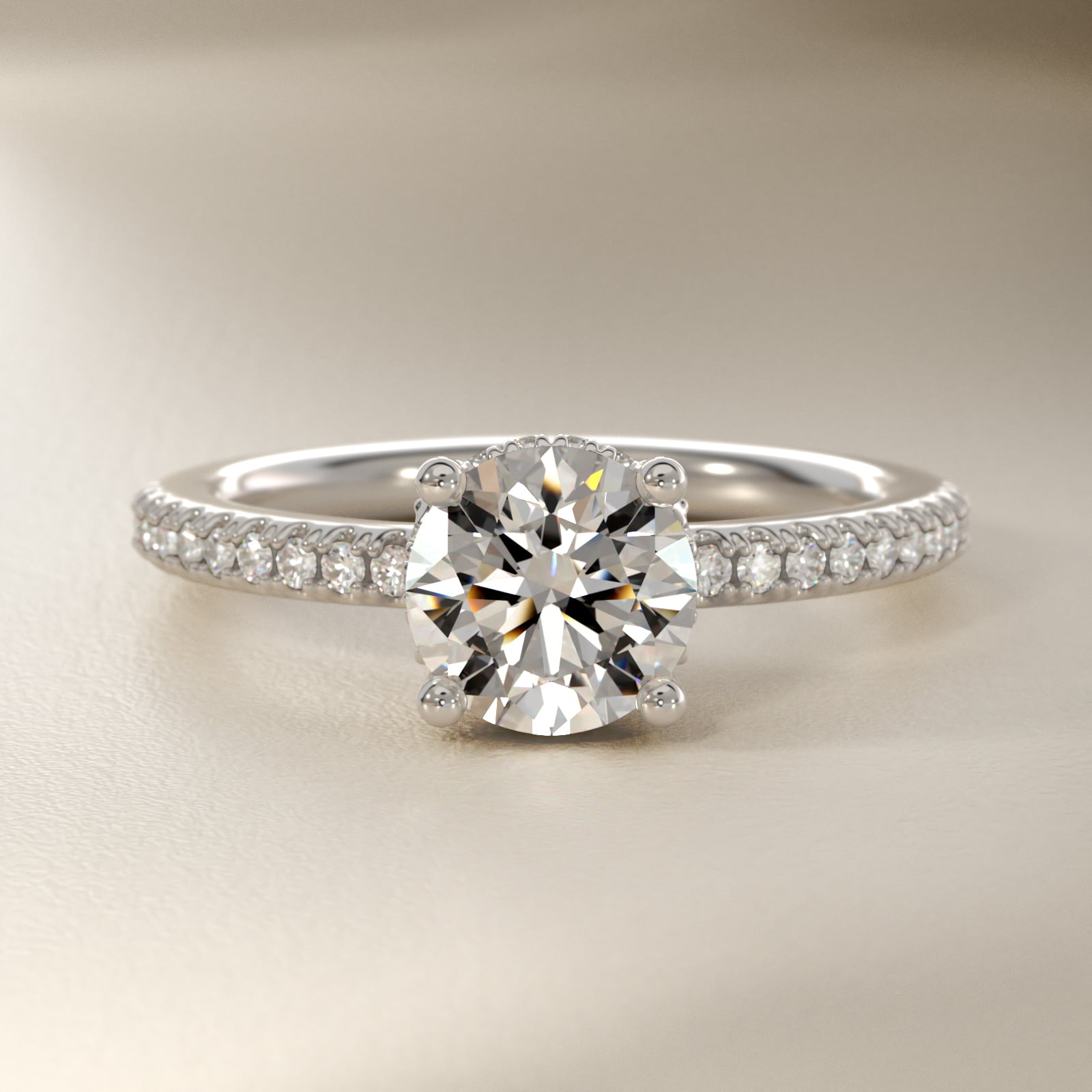 Petite Micropavé Hidden Halo Engagement Ring in Platinum (1/5 ct. tw.)