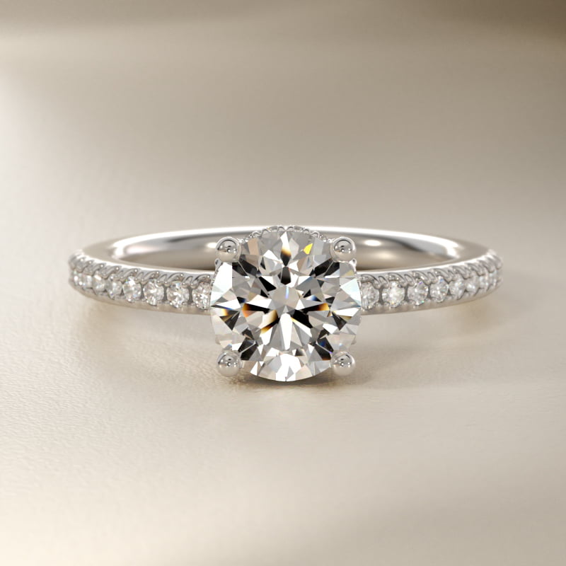Petite Micropavé Hidden Halo Engagement Ring in 14k White Gold (1/5 ct. tw.)