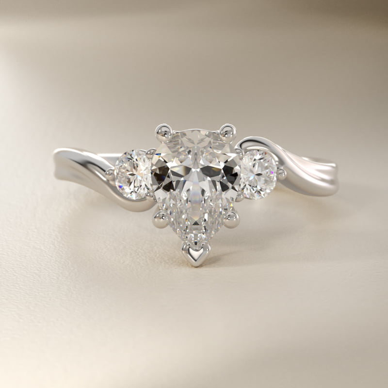 Wrapped Shank Three Stone Lab-Grown Diamond Engagement Ring in 14k White Gold