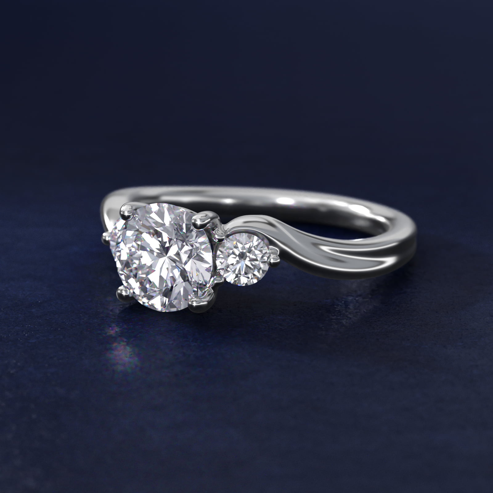 Wrapped Shank Three Stone Lab-Grown Diamond Engagement Ring in Platinum