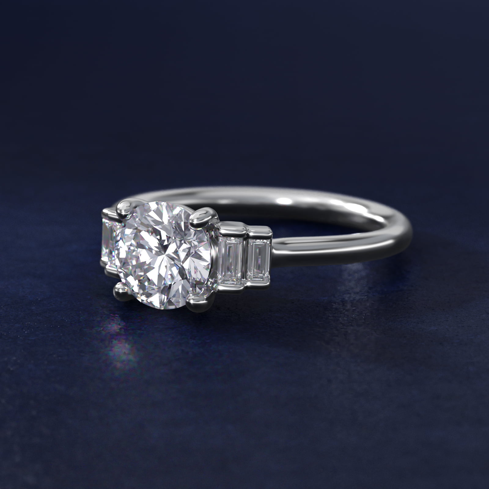 Tiered Baguette Diamond Engagement Ring in Platinum