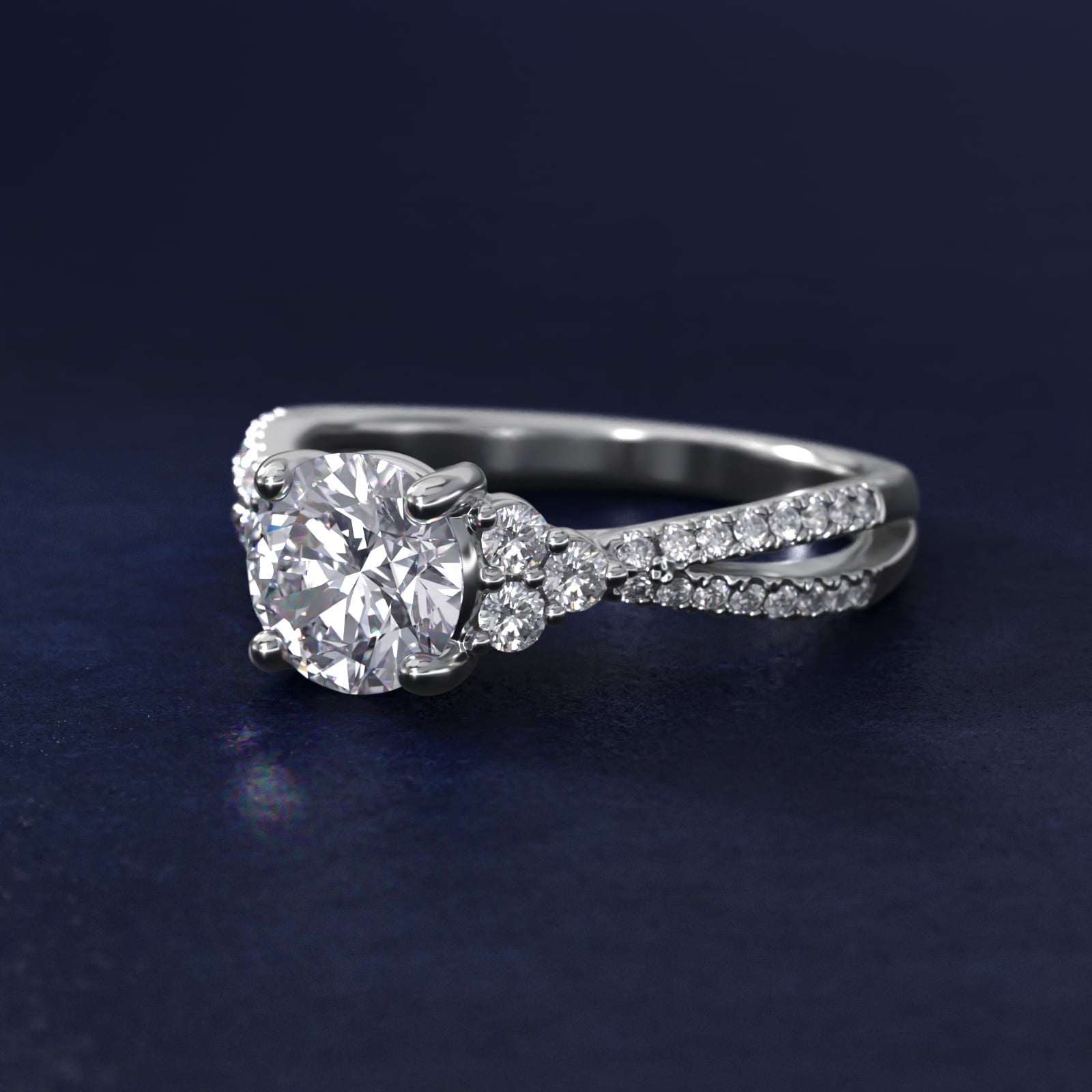 Crisscross Pavé Diamond Engagement Ring in Platinum