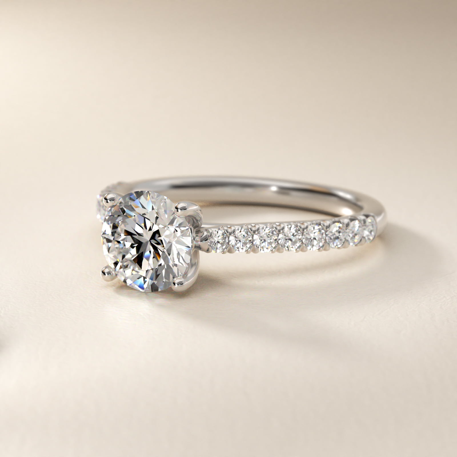 Modern Trellis Diamond Engagement Ring in Platinum