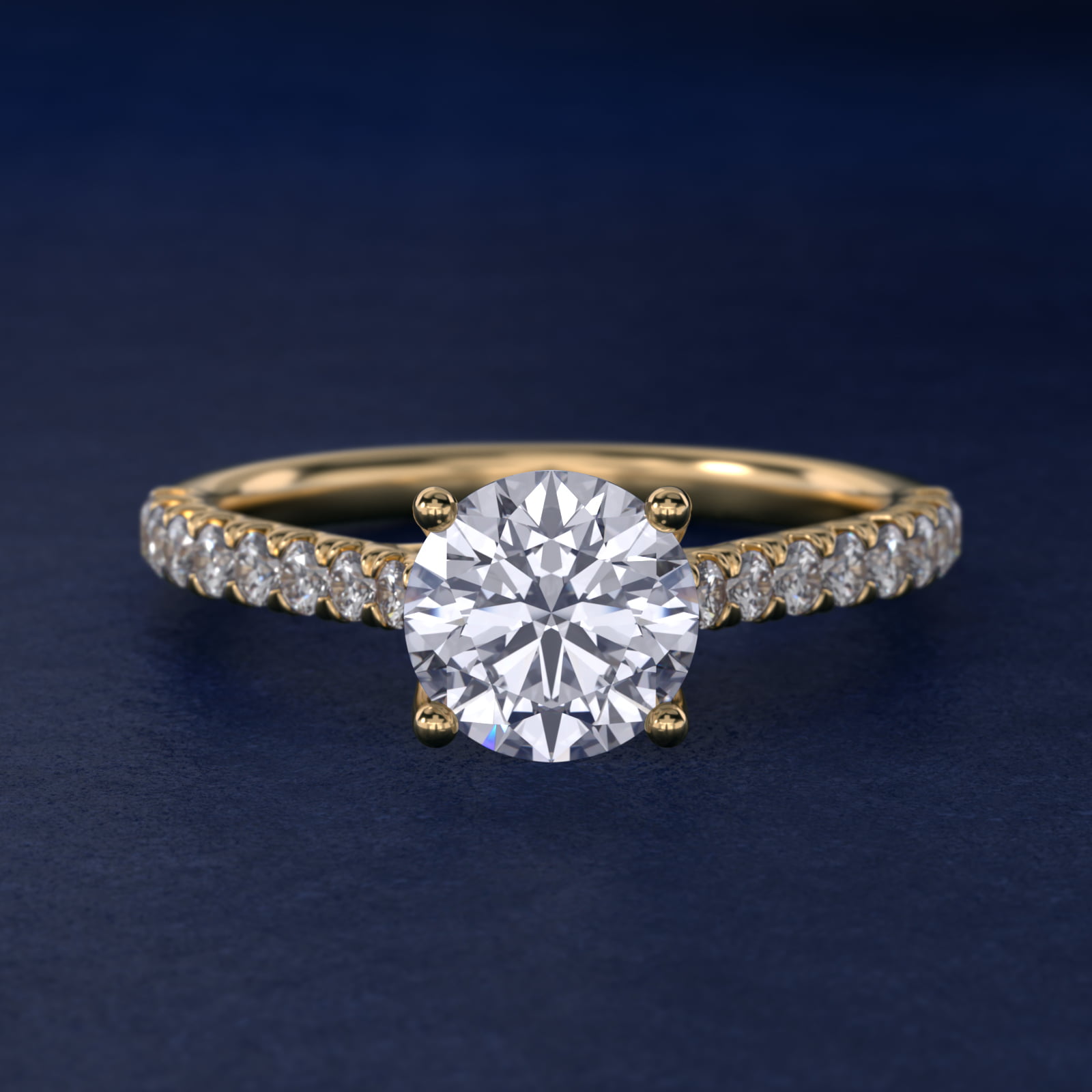 Modern Trellis Diamond Engagement Ring in 18k Yellow Gold