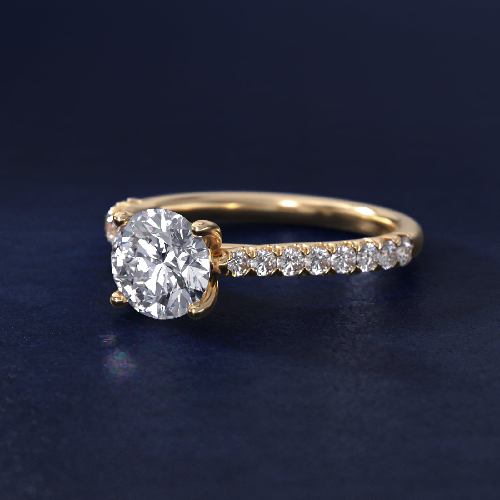 Modern Trellis Diamond Engagement Ring in 14k Yellow Gold