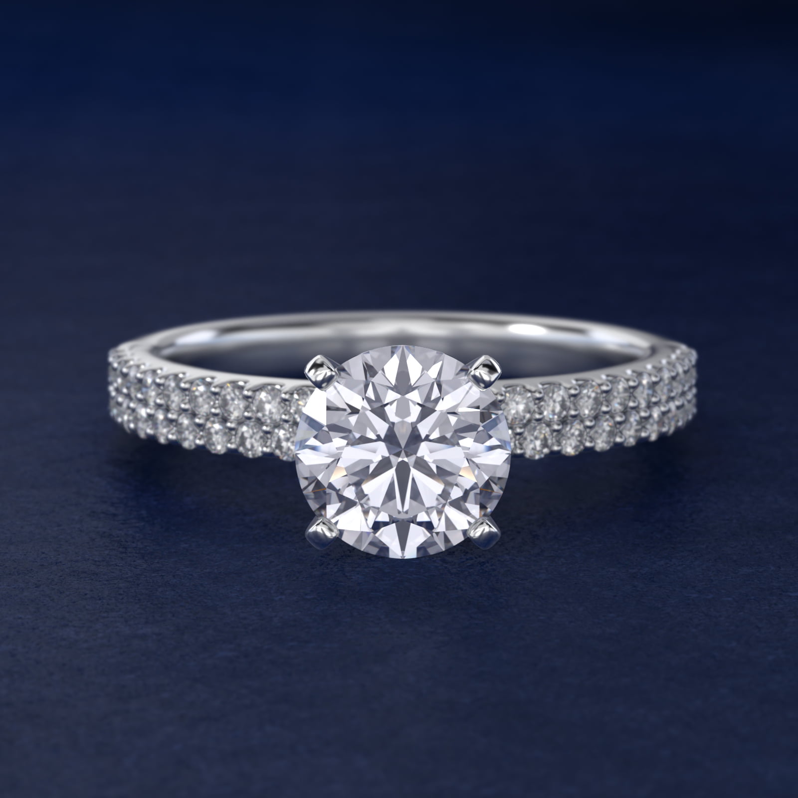 Petite Double Row Diamond Engagement Ring in 14k White Gold