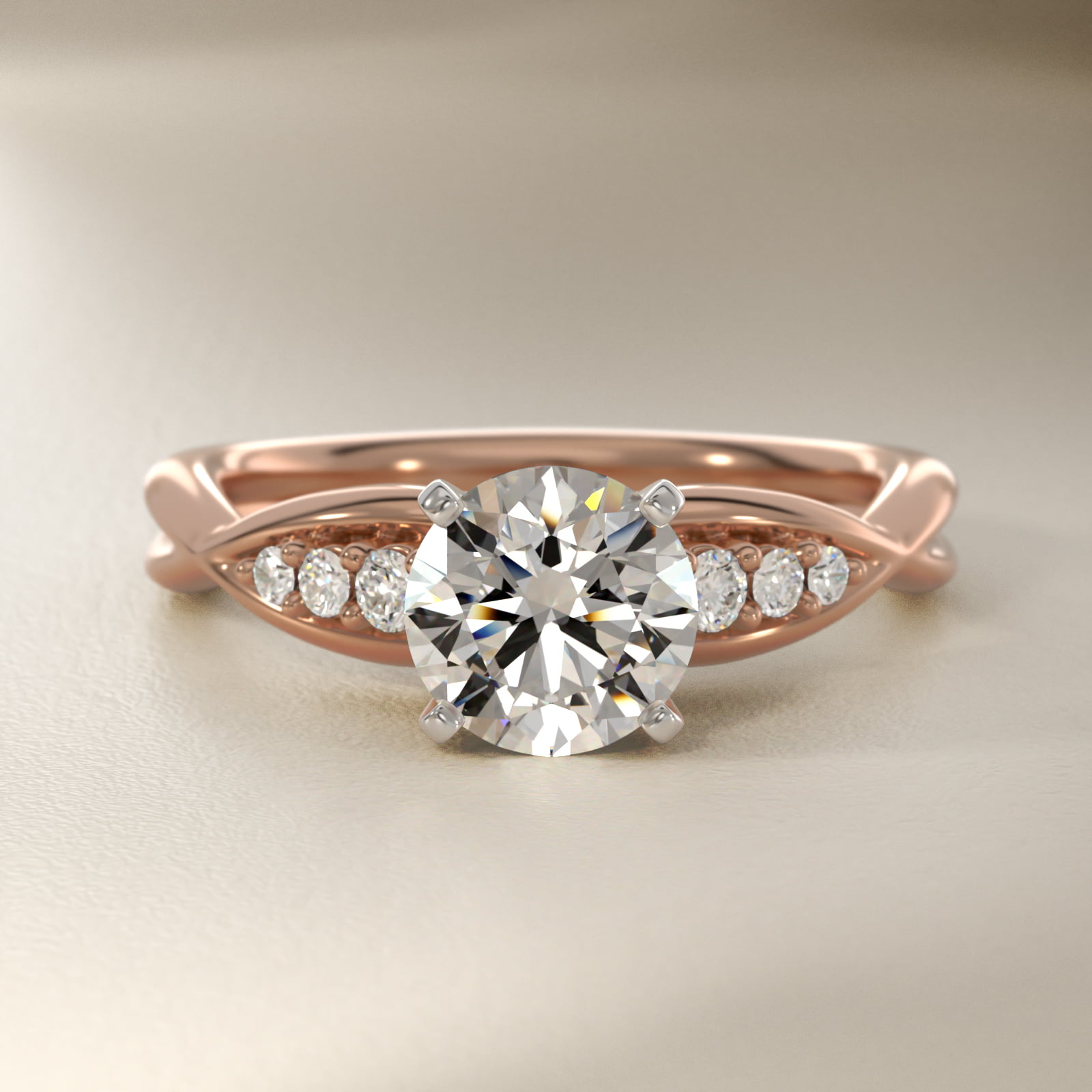 Delicate Twist Petite Diamond Engagement Ring in 18k Rose Gold (1/10 ct. tw.)