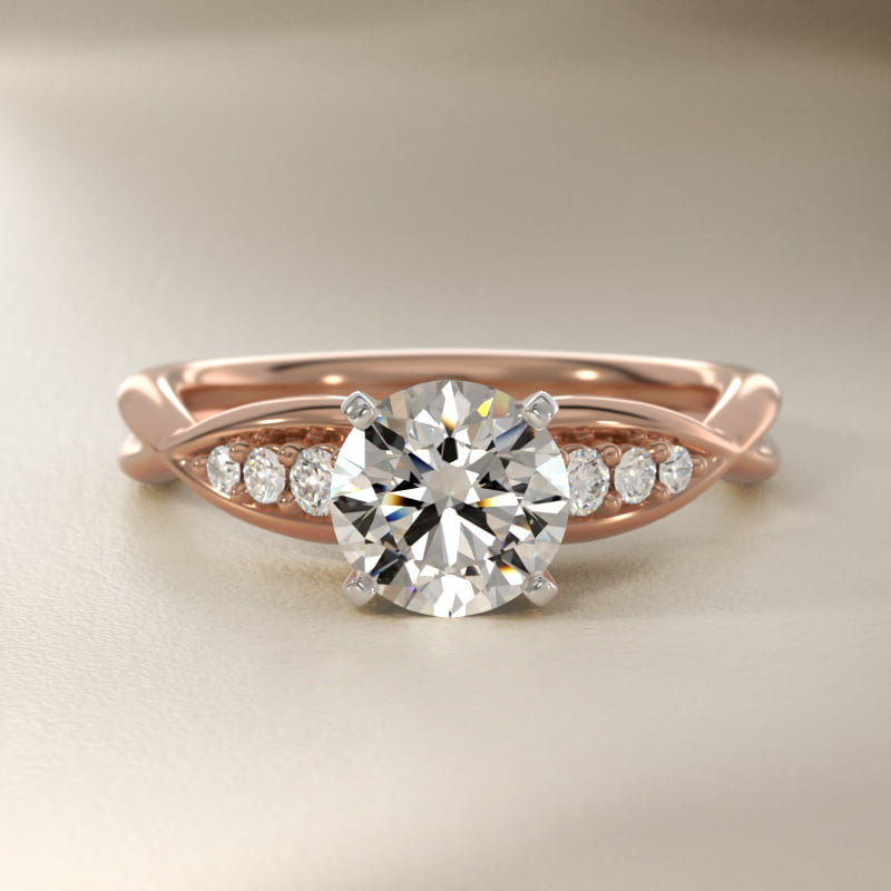 Delicate Twist Petite Diamond Engagement Ring in 14k Rose Gold (1/10 ct. tw.)