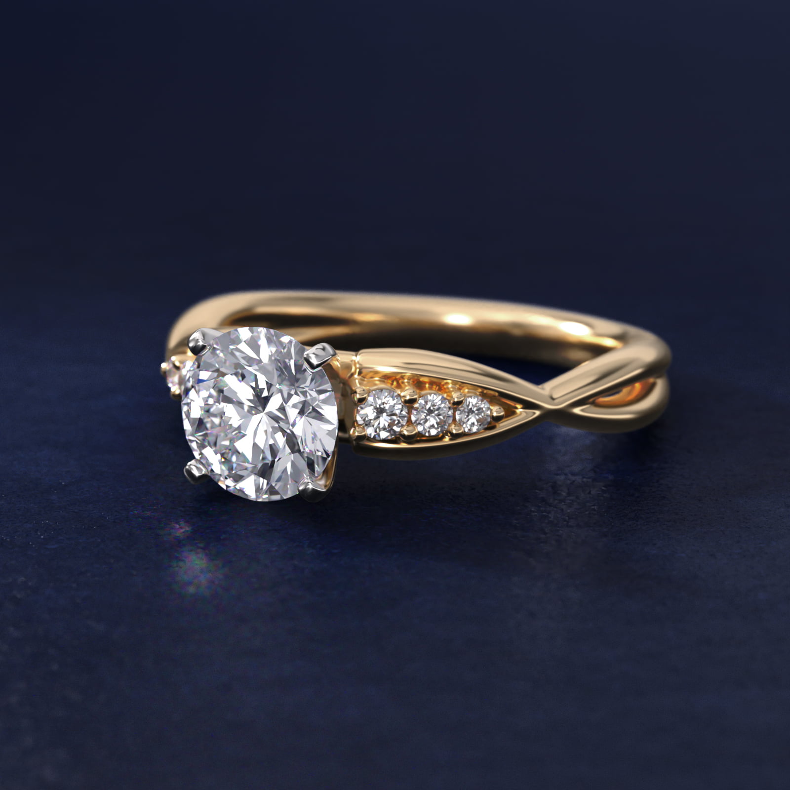 Delicate Twist Petite Diamond Engagement Ring in 18k Yellow Gold (1/10 ct. tw.)