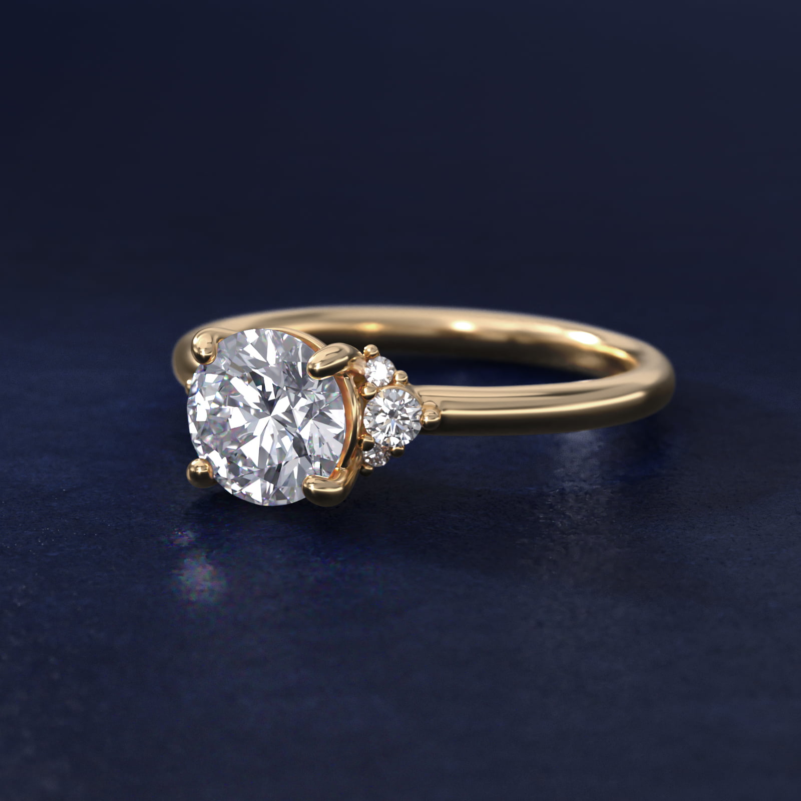 Petite Three Diamond Engagement Ring in 18k Yellow Gold (1/10 ct. tw.)