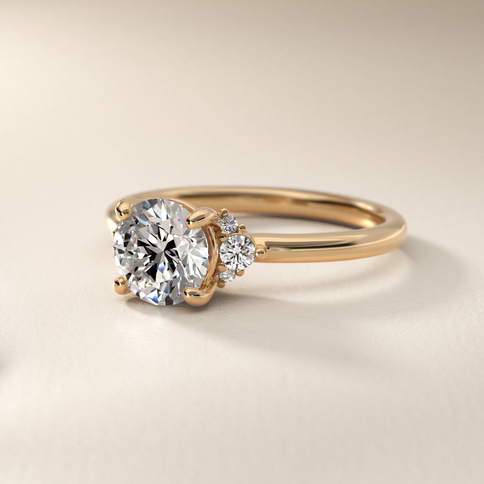 Petite Three Diamond Engagement Ring in 14k Yellow Gold (1/10 ct. tw.)