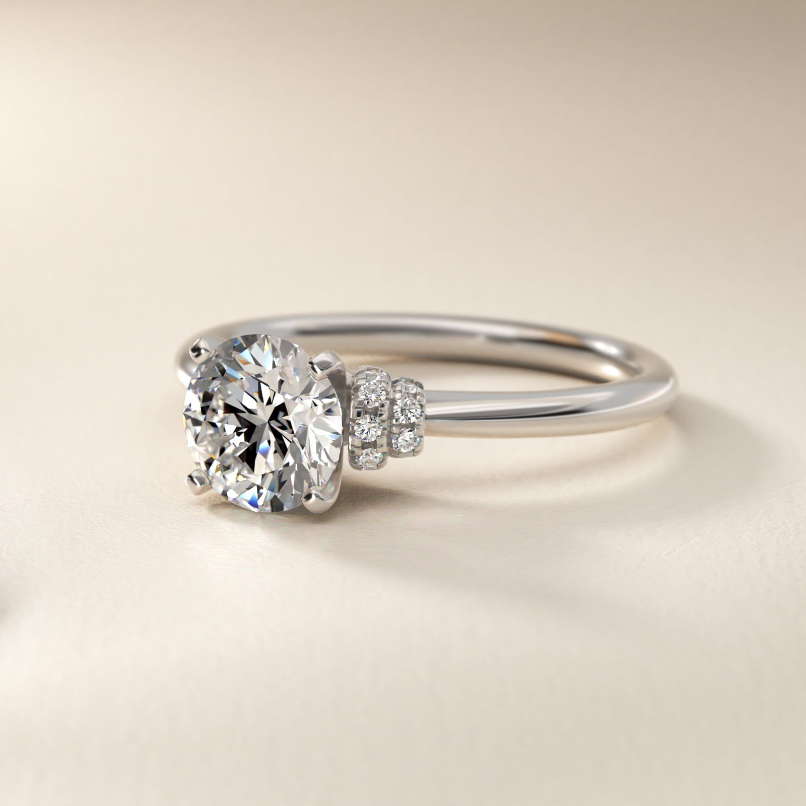Delicate Aria Pavé Diamond Engagement Ring in 14k White Gold (1/10 ct. tw.)