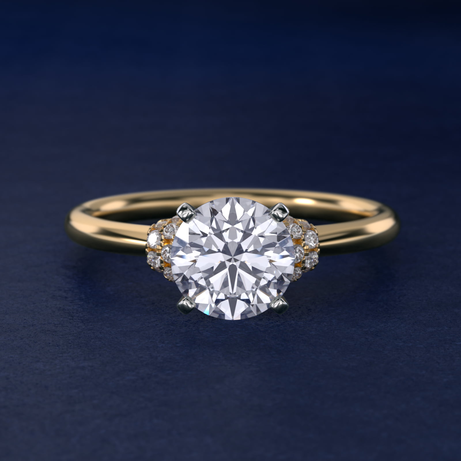 Delicate Aria Pavé Diamond Engagement Ring in 14k Yellow Gold (1/10 ct. tw.)