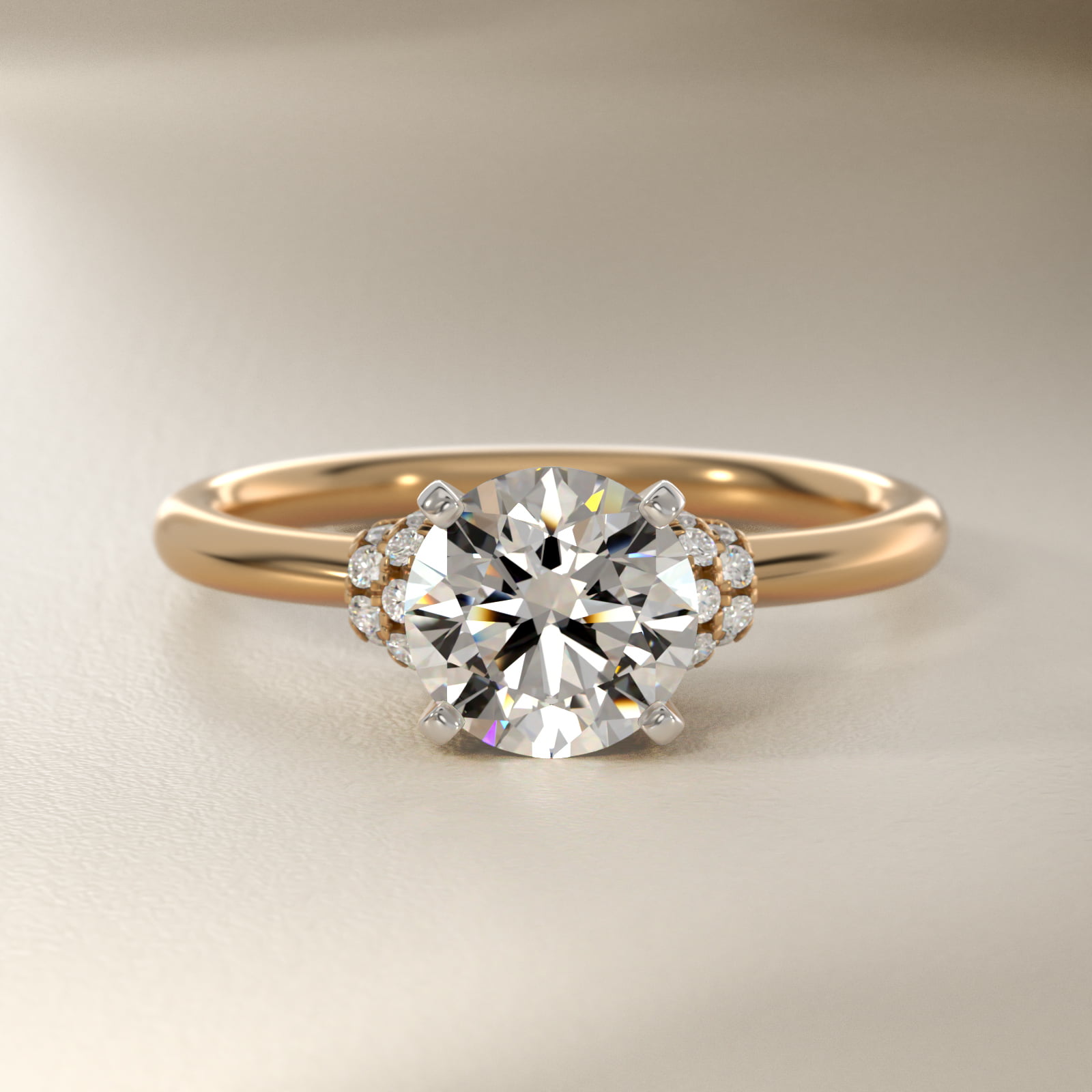 Delicate Aria Pavé Diamond Engagement Ring in 18k Yellow Gold (1/10 ct. tw.)