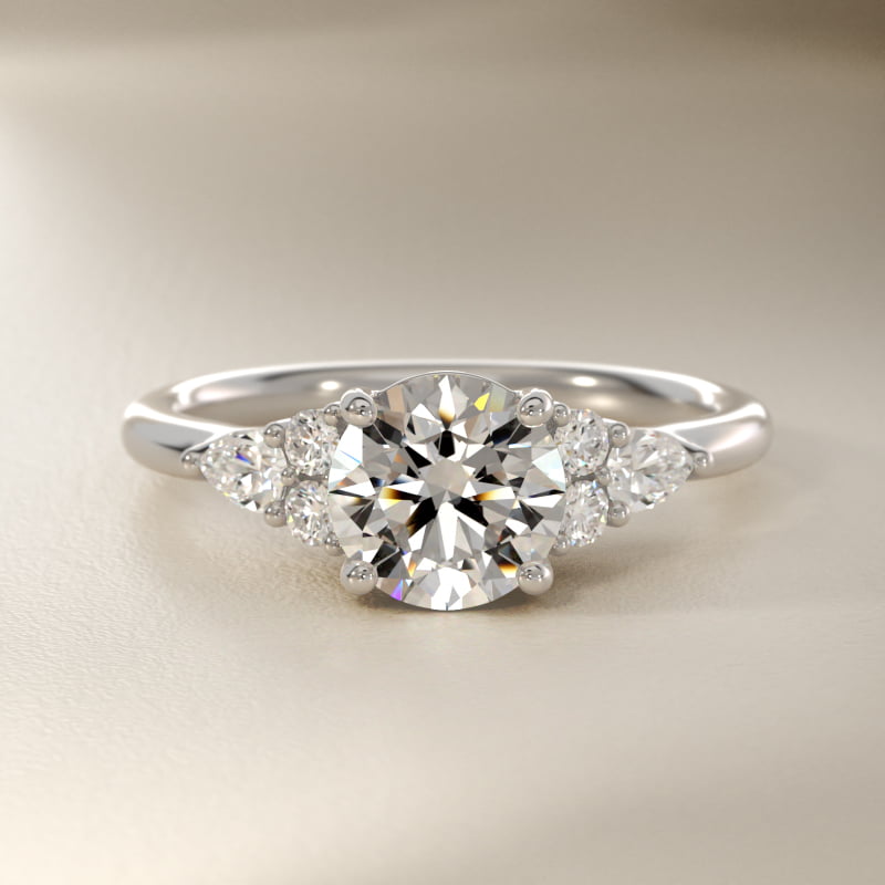 Petite Pear and Round Diamond Engagement Ring in 14k White Gold (1/4 ct. tw.)